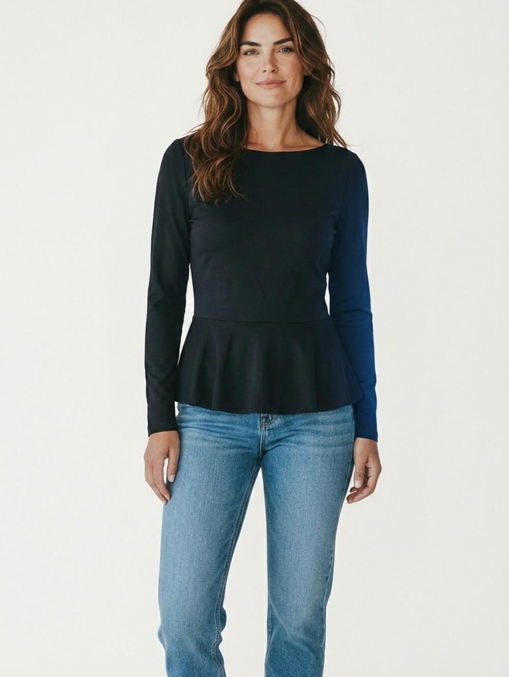 NWT JASON WU Long Sleeve Chic Stylish Peplum Blouse Women's XS Black JW551000